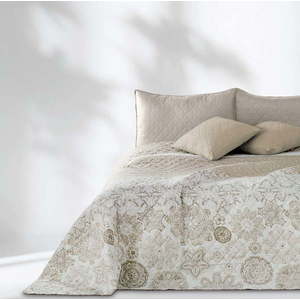 Světle hnědý oboustranný přehoz z mikrovlákna DecoKing Malaga, 220 x 240 cm obraz