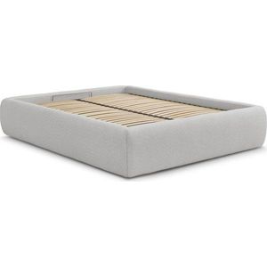 Světle šedá čalouněná dvoulůžková postel s úložným prostorem/bez čela s roštem 180x200 cm Inera – Bobochic Paris obraz