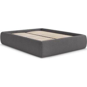 Tmavě šedá čalouněná dvoulůžková postel s úložným prostorem/bez čela s roštem 160x200 cm Inera – Bobochic Paris obraz