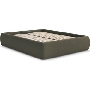Tmavě zelená čalouněná dvoulůžková postel s úložným prostorem/bez čela s roštem 180x200 cm Inera – Bobochic Paris obraz