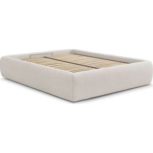 Bílá čalouněná dvoulůžková postel s úložným prostorem/bez čela s roštem 160x200 cm Inera – Bobochic Paris obraz