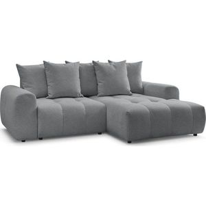 Šedá žinylková rozkládací/s úložným prostorem rohová pohovka (pravý roh/s lenoškou) Roxelane – Bobochic Paris obraz