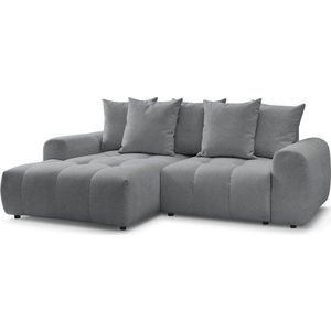 Šedá žinylková rozkládací/s úložným prostorem rohová pohovka (levý roh/s lenoškou) Roxelane – Bobochic Paris obraz