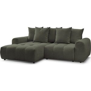 Khaki žinylková rozkládací/s úložným prostorem rohová pohovka (levý roh/s lenoškou) Roxelane – Bobochic Paris obraz