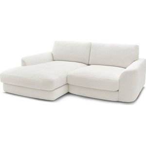 Bílá rohová pohovka z textilie bouclé (levý roh/s lenoškou) Leonore – Bobochic Paris obraz