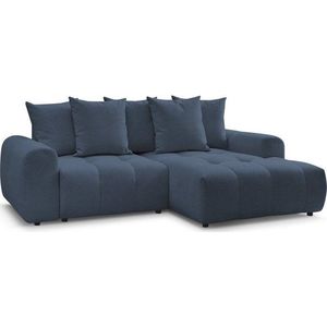 Modrá žinylková rozkládací/s úložným prostorem rohová pohovka (pravý roh/s lenoškou) Roxelane – Bobochic Paris obraz