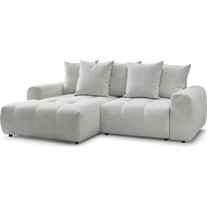Světle šedá žinylková rozkládací/s úložným prostorem rohová pohovka (levý roh/s lenoškou) Roxelane – Bobochic Paris obraz