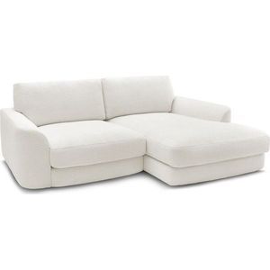 Bílá rohová pohovka z textilie bouclé (pravý roh/s lenoškou) Leonore – Bobochic Paris obraz