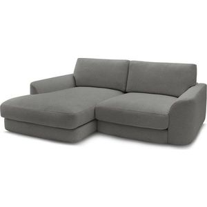 Tmavě šedá rohová pohovka z textilie bouclé (levý roh/s lenoškou) Leonore – Bobochic Paris obraz