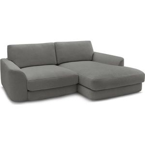 Tmavě šedá rohová pohovka z textilie bouclé (pravý roh/s lenoškou) Leonore – Bobochic Paris obraz
