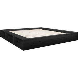 Černá dvoulůžková postel z masivního dřeva s úložným prostorem Karup Design Ziggy, 140 x 200 cm obraz