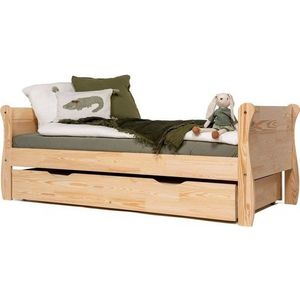 Dětská postel z borovicového dřeva s výsuvným lůžkem s úložným prostorem s roštem 80x200 cm v přírodní barvě Roma – Adeko obraz