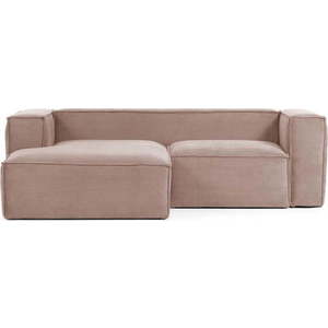 Světle růžová manšestrová rohová pohovka (levý roh) Blok – Kave Home obraz