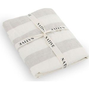 Světle šedé/krémové lněné povlečení na dvoulůžko 200x200 cm Natural Stripes – Native Natural obraz