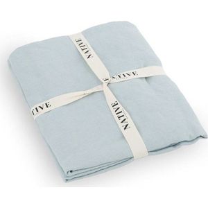 Světle modré lněné povlečení na dvoulůžko 200x200 cm Aqua – Native Natural obraz