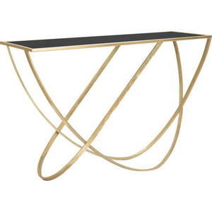 Konzolový stolek se skleněnou deskou v černo-zlaté barvě 40x120 cm Ring – Mauro Ferretti obraz