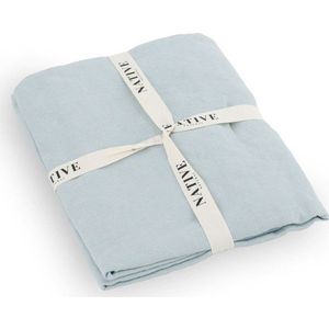 Světle modré lněné povlečení na dvoulůžko 200x200 cm Aqua – Native Natural obraz