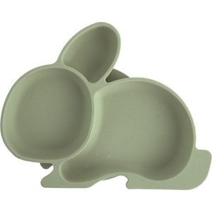 Šalvějově zelený silikonový dětský talíř 18x23 cm Bunny – Orion obraz