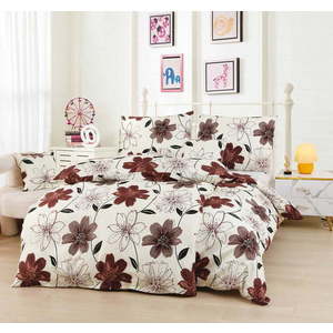 Hnědé/krémové mikrosaténové povlečení na jednolůžko 140x200 cm v sadě 6 ks Scarlet – My House obraz