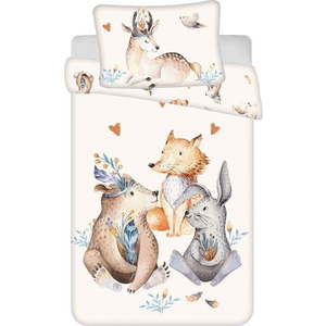Béžové bavlněné dětské povlečení do postýlky 100x135 cm Animals "Woodland" – Jerry Fabrics obraz