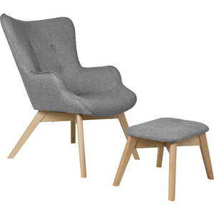 Šedé křeslo s podnožkou Niko – Ropez obraz