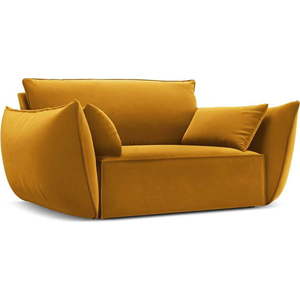 Sametové křeslo v hořčicové barvě Vanda – Mazzini Sofas obraz