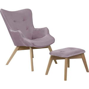 Sametové křeslo s podnožkou v levandulové barvě Niko – Ropez obraz
