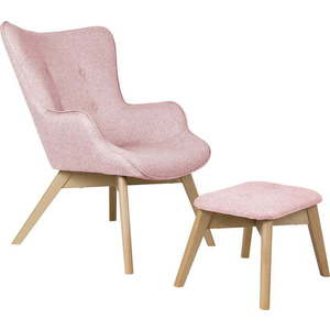 Světle růžové křeslo s podnožkou Niko – Ropez obraz