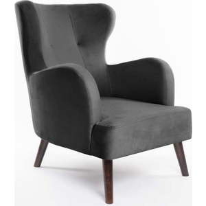 Tmavě šedé sametové křeslo ušák Noemye – Bonami Selection obraz