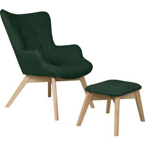 Tmavě zelené křeslo s podnožkou Niko – Ropez obraz