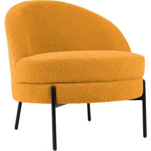 Okrově žluté křeslo z textilie bouclé Noble – Leitmotiv obraz