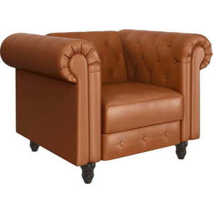 Koňakově hnědé křeslo chesterfield z imitace kůže Felix – Støraa obraz