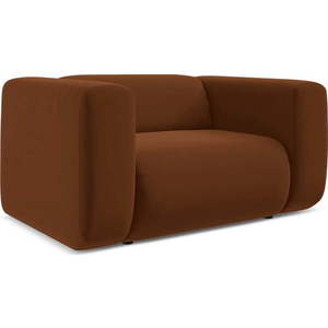 Oranžové/hnědé sametové křeslo Ekahi – Makamii obraz