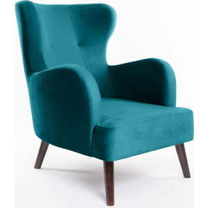 Tyrkysové sametové křeslo ušák Noemye – Bonami Selection obraz