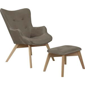 Světle hnědé sametové křeslo s podnožkou Niko – Ropez obraz