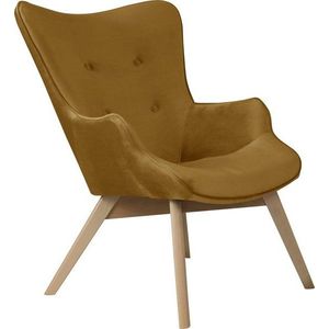 Sametové křeslo v hořčicové barvě Niko – Ropez obraz