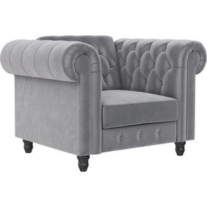 Světle šedé sametové křeslo chesterfield Felix – Støraa obraz