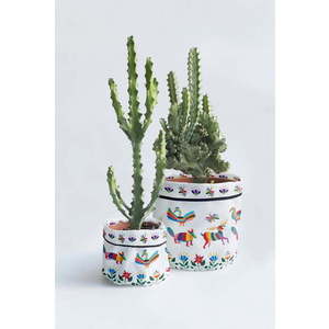 Sada 2 textilních obalů na květináč Madre Selva Animals Otomi obraz