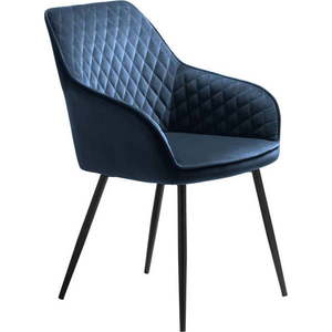 Modré čalouněné jídelní křeslo s područkami Milton – Unique Furniture obraz