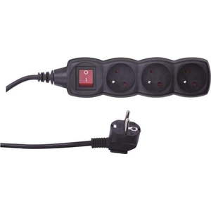 Černý prodlužovací kabel se 3 zásuvkami a vypínačem EMOS, 3m obraz