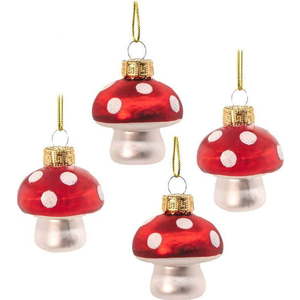 Skleněné ručně vyrobené vánoční ozdoby v sadě 4 ks ø 4, 5 cm Mushroom – Sass & Belle obraz