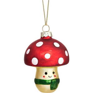 Skleněná ručně vyrobená vánoční ozdoba ø 6 cm Happy Mushroom – Sass & Belle obraz