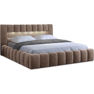 Světle hnědá čalouněná dvoulůžková postel s úložným prostorem s roštem 140x200 cm Lamica – ELTAP obraz