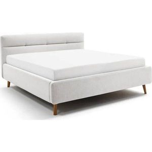 Světle šedá čalouněná dvoulůžková postel s úložným prostorem s roštem 180x200 cm Lotte – Meise Möbel obraz