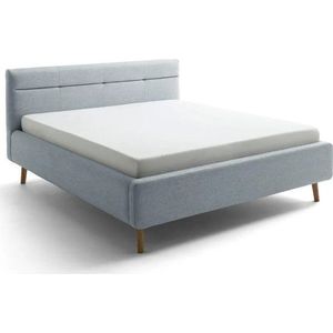 Šedomodrá čalouněná dvoulůžková postel s úložným prostorem s roštem 160x200 cm Lotte – Meise Möbel obraz