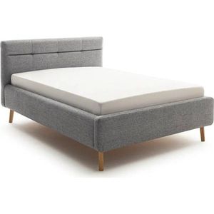 Šedá čalouněná dvoulůžková postel s úložným prostorem s roštem 140x200 cm Lotte – Meise Möbel obraz