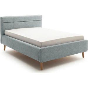 Šedomodrá čalouněná dvoulůžková postel s úložným prostorem s roštem 140x200 cm Lotte – Meise Möbel obraz