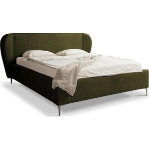 Tmavě zelená čalouněná dvoulůžková postel s roštem 180x200 cm Makana – Makamii obraz
