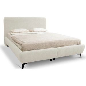 Béžová čalouněná dvoulůžková postel s úložným prostorem s roštem 140x200 cm Makapu – Makamii obraz