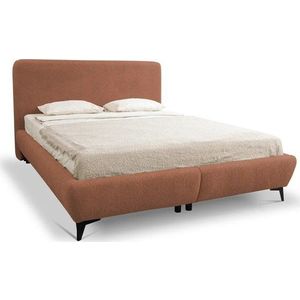 Čalouněná dvoulůžková postel s úložným prostorem s roštem 140x200 cm v terakotové barvě Makapu – Makamii obraz